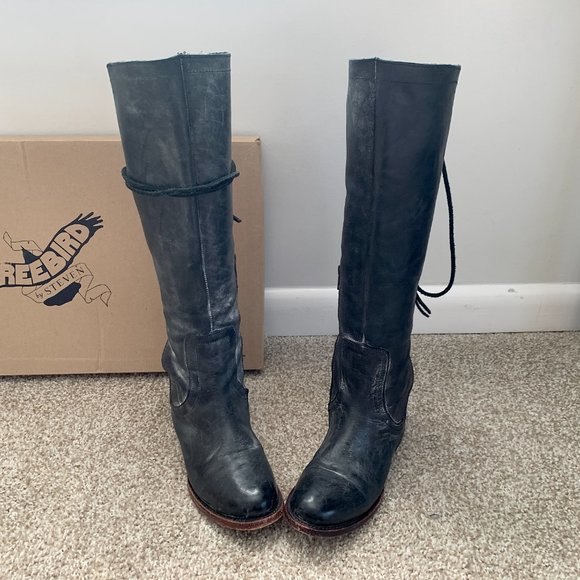 Freebird Stag Lace Up Distressed Leather Boots Size 8 - Picture 13 of 16